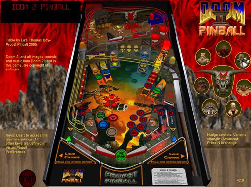 screenshot of doom 2 pinball table for visual pinball by larsboy
